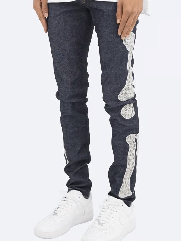 Mnml Skeleton Bone Applique Dark Wash Slim Jeans Size 29